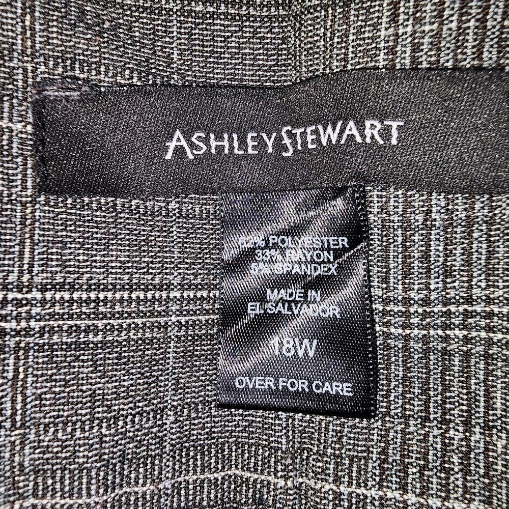 Ashley Stewart Grey Plaid Wide Leg Trouser Pants Wide Waistband Size 18W - Picture 4 of 10